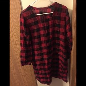 Red & Black Plaid Pakistani Top